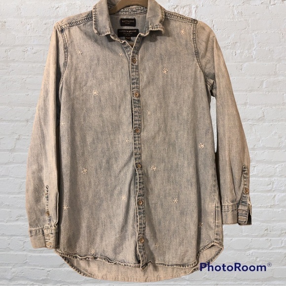 LUCKY BRAND | Boyfriend denim button down‎ shirt Size XS - Picture 1 of 5